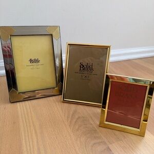 Vintage Solid Brass Picture Frames Set Of 3 Two  5x7 One 3.5 X 5